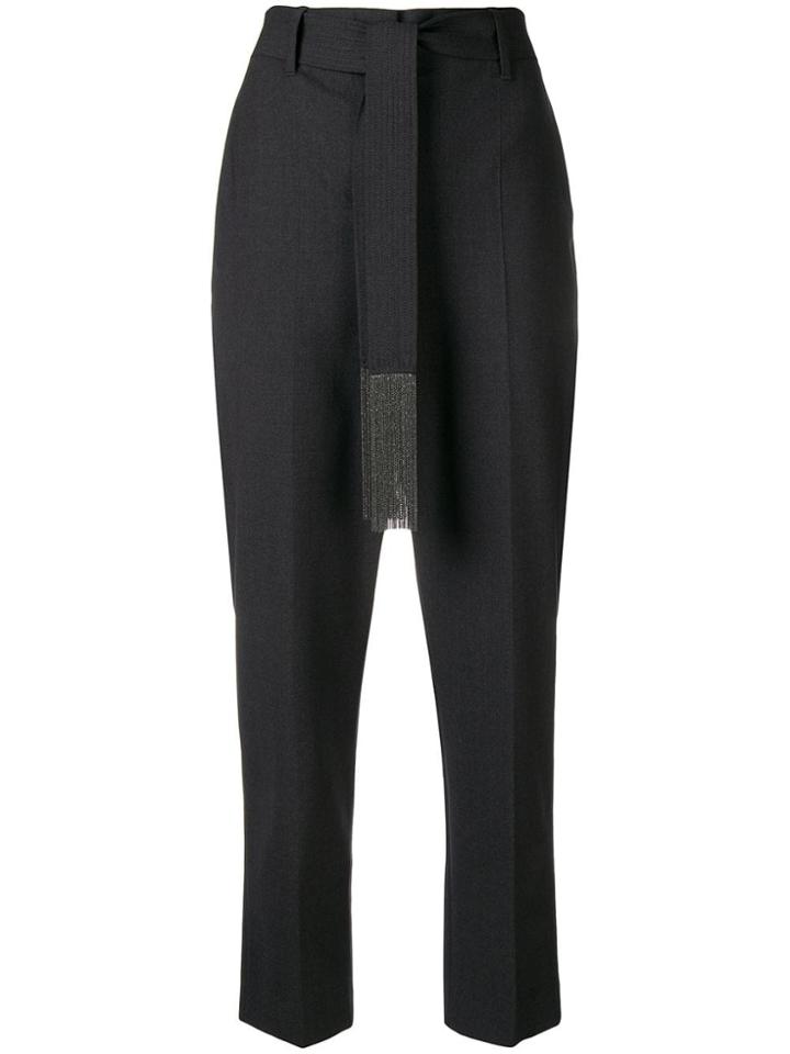 Brunello Cucinelli Belted Cropped Trousers - Grey