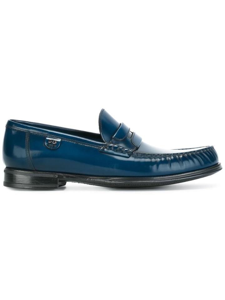 Dolce & Gabbana Brushed Leather Moccasins - Blue