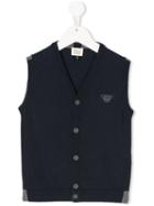 Armani Junior - Knitted Logo Waistcoat - Kids - Cotton/wool - 7 Yrs, Blue