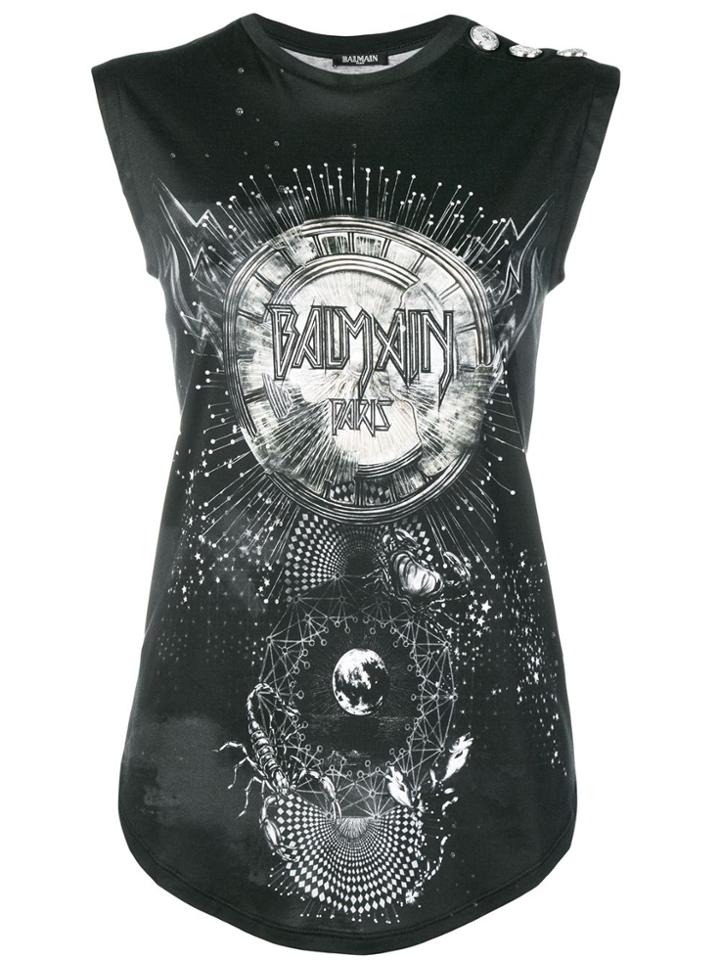 Balmain Constellation Print Tank Top - Black