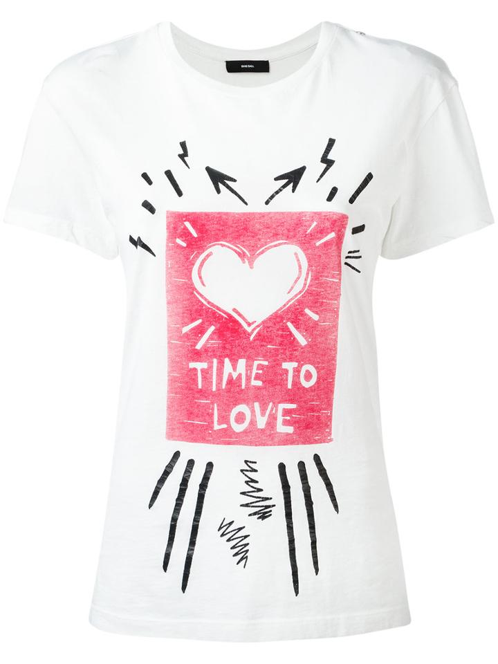 Diesel Time To Love T-shirt, Women's, Size: Xs, White, Cotton