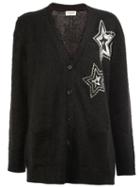 Saint Laurent Star Embellished Cardigan, Women's, Size: Medium, Black, Nylon/polyamide/mohair/wool