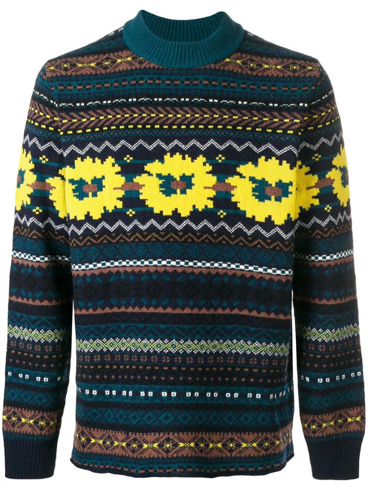 Sacai Patterned Jumper - Blue