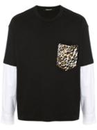 Roberto Cavalli Contrasting Sleeves T-shirt - Black