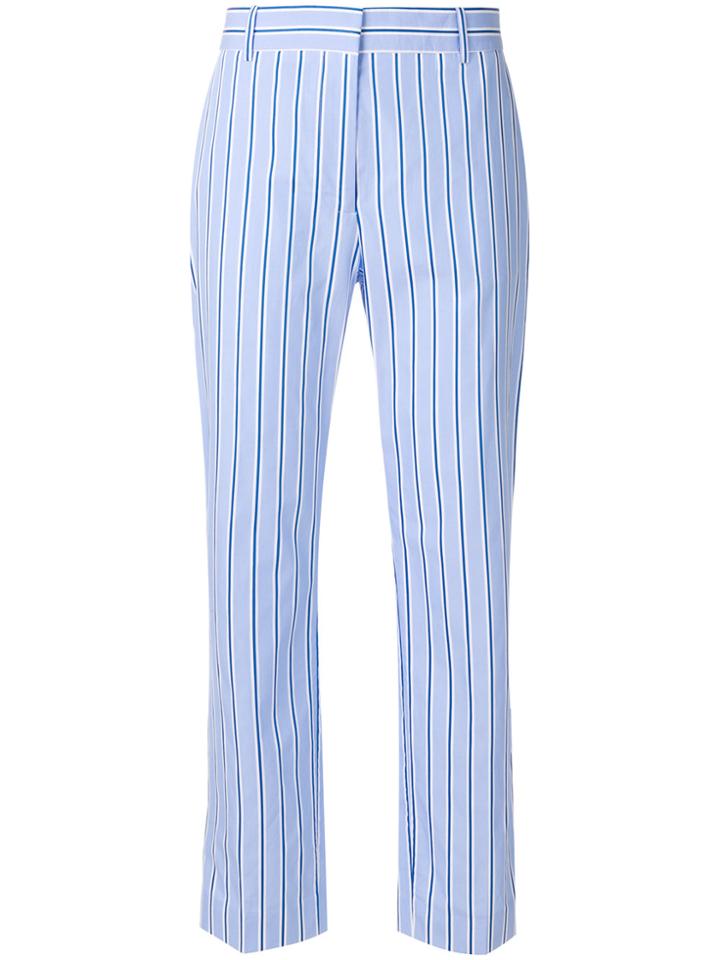 Victoria Beckham Striped Cropped Trousers - Blue