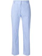 Victoria Beckham Striped Cropped Trousers - Blue
