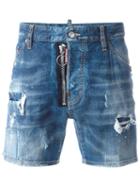 Dsquared2 Dan Distressed Denim Shorts, Men's, Size: 50, Blue, Cotton/spandex/elastane/polyester