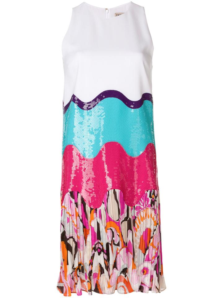 Emilio Pucci Sequin Pleated Dress - White