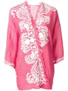 P.a.r.o.s.h. Cashmere Contrast Embroidered Kimono Jacket - Pink