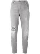Diesel Distressed Cropped Tapered Jeans - Grey