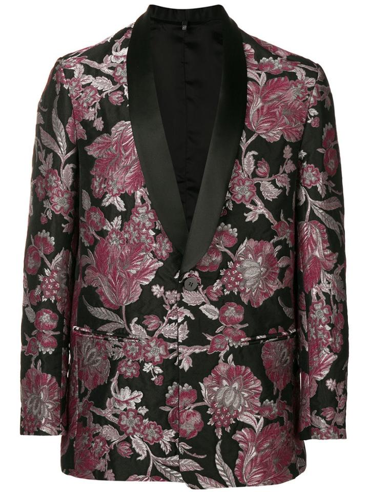 Christian Pellizzari Brocade Flower Blazer - Black