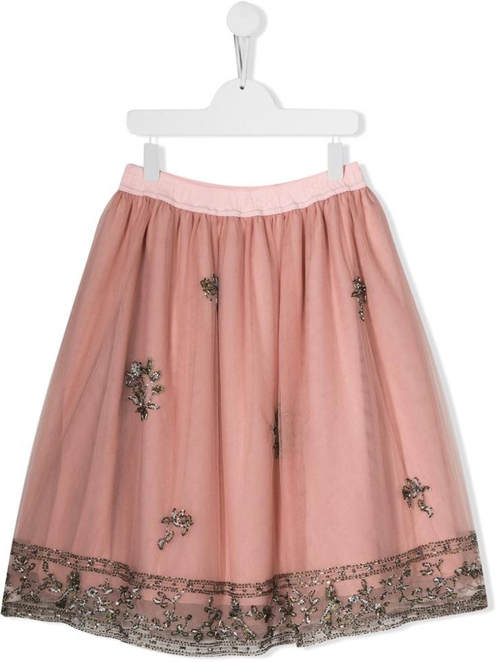 Alberta Ferretti Kids Teen Bead-embellished Tulle Skirt - Pink