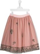 Alberta Ferretti Kids Teen Bead-embellished Tulle Skirt - Pink