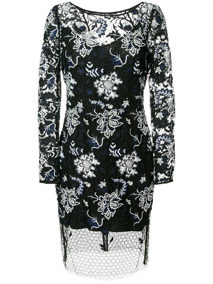 Dvf Diane Von Furstenberg Floral Lace Overlay Dress - Black