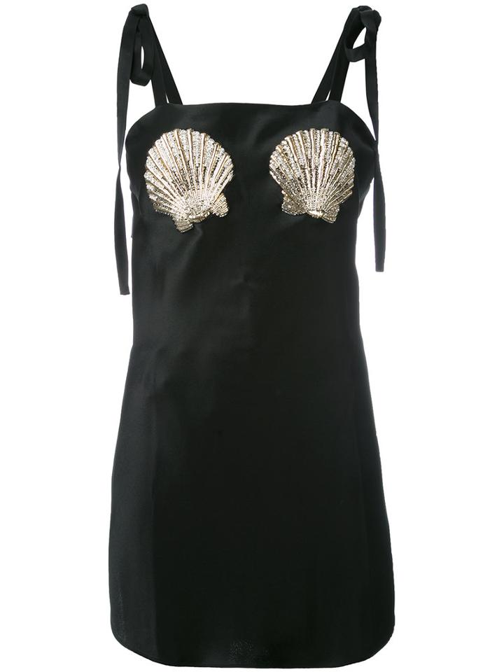 Attico - Shell Embroidered Dress - Women - Acetate/viscose/pvc/glass - 3, Black, Acetate/viscose/pvc/glass