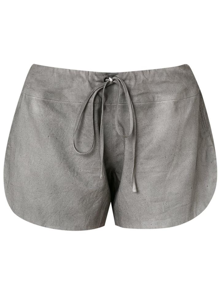 Uma Raquel Davidowicz - Drawstring Shorts - Women - Linen/flax/spandex/elastane/viscose - 36, Grey, Linen/flax/spandex/elastane/viscose