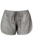 Uma Raquel Davidowicz - Drawstring Shorts - Women - Linen/flax/spandex/elastane/viscose - 36, Grey, Linen/flax/spandex/elastane/viscose