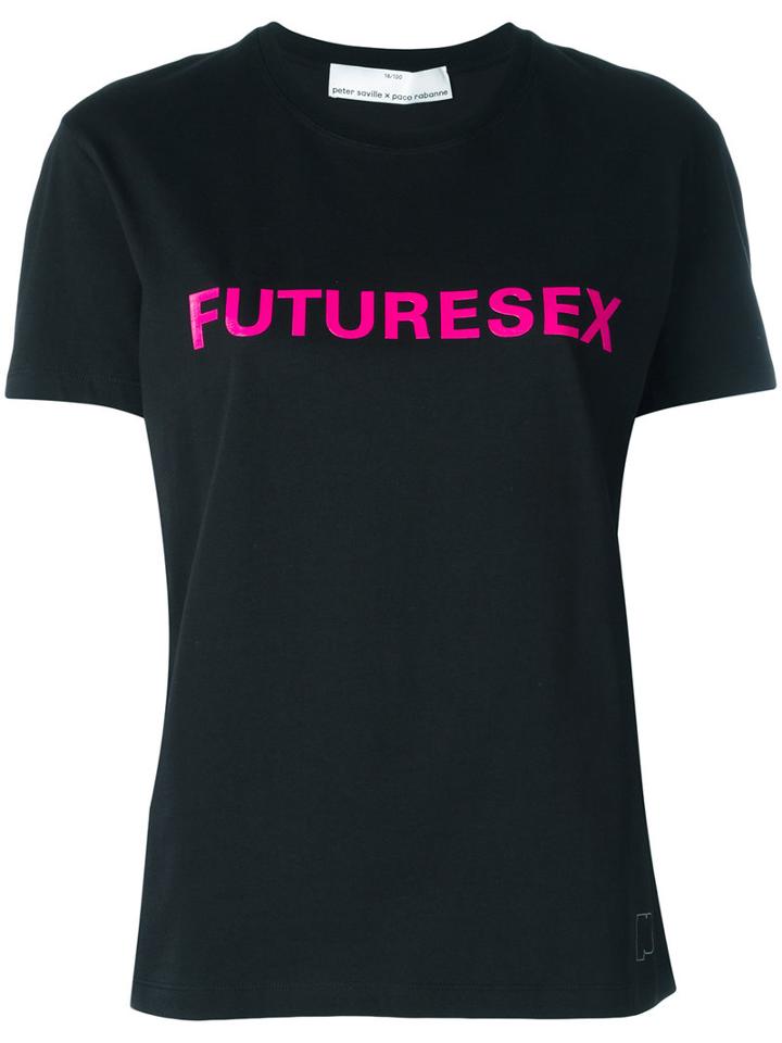 Paco Rabanne Printed Logo T-shirt, Women's, Size: 36, Black, Cotton