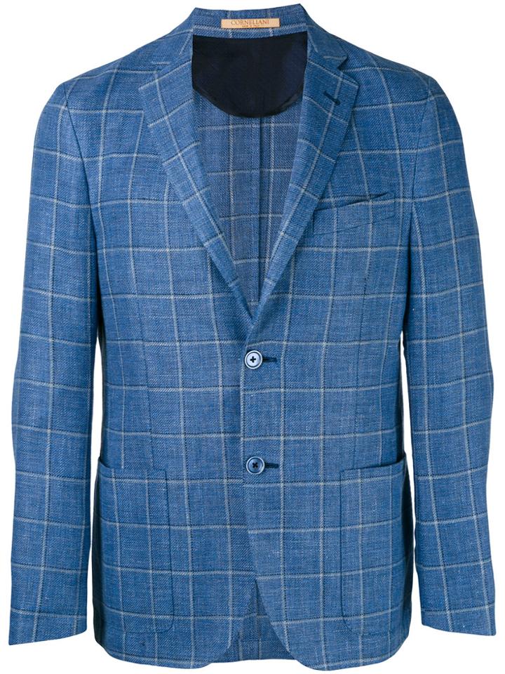 Corneliani Woven Check Blazer - Blue