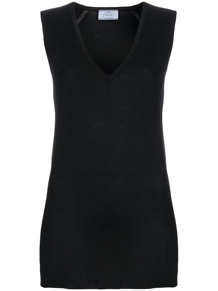 Prada Ribbed Tank Top - Black