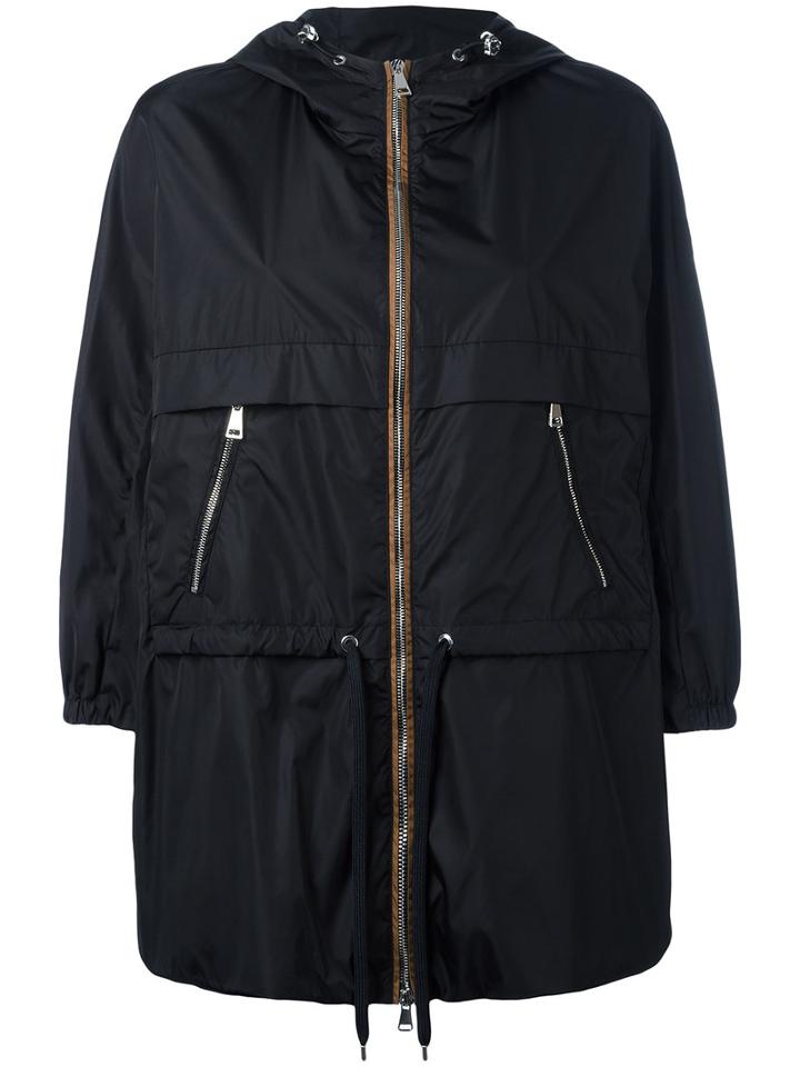 Moncler Contrast Trim Hooded Jacket, Women's, Size: 1, Black, Polyamide