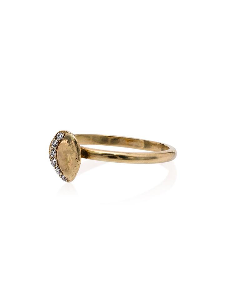 Natasha Collis Yellow Gold Medium Nugget White Diamond Stacking Ring -
