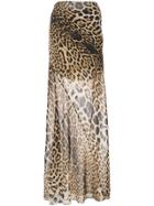 Saint Laurent Leopard Printed Maxi Skirt - Brown