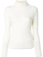 N.peal Cable Roll Neck Jumper - White