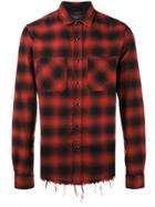 Amiri Check Core Distressed Fitted Shirt - Red