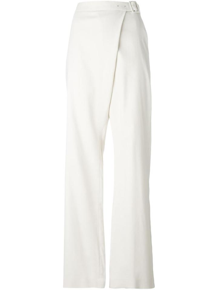 Stella Mccartney Wrap Effect Wide Leg Trousers, Women's, Size: 42, White, Viscose/linen/flax/spandex/elastane