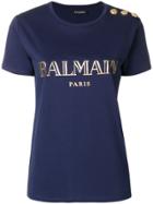 Balmain Logo Printed T-shirt - Blue