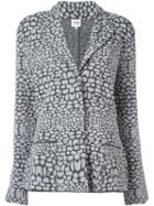 Armani Collezioni Patterned Knit Blazer, Women's, Size: 48, Grey, Polyamide/spandex/elastane/wool