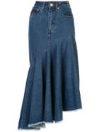 Solace London Denim Asymmetric Hem Skirt - Blue