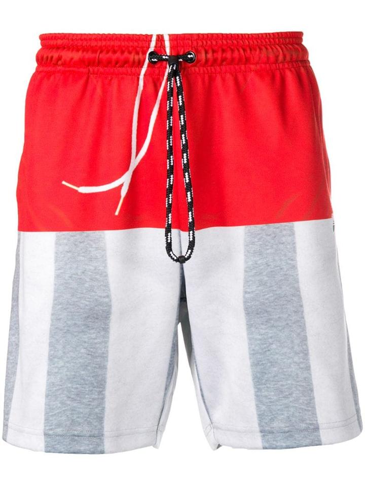 Adidas Originals By Alexander Wang Colour Block Track Shorts - Red