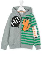 Fendi Kids Striped Hooded Zip-up Sweatshirt, Boy's, Size: 12 Yrs, Grey