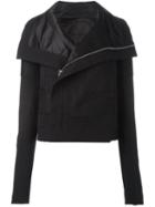 Rick Owens Embroidered Panel Biker Jacket, Women's, Size: 42, Black, Cotton/cupro/virgin Wool