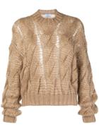 Prada Open Weave Cable Jumper - Brown