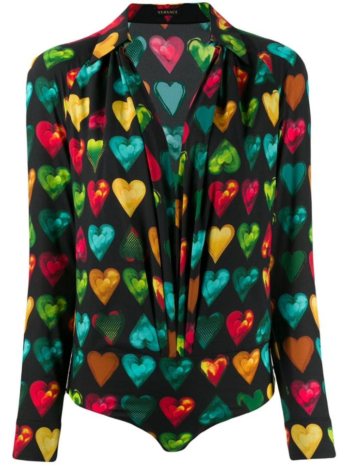 Versace Heart Print Bodysuit - Black