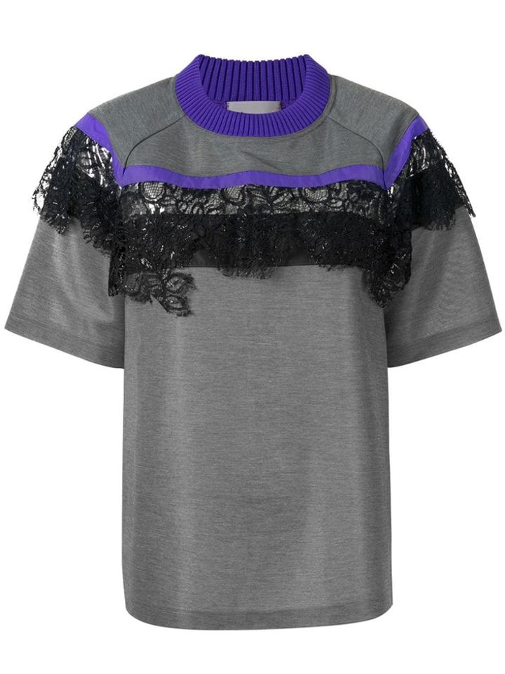 Kolor Lace Insert Panelled T-shirt - Grey