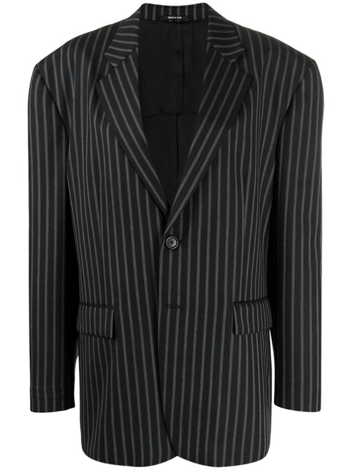 Maison Margiela Pinstriped Oversized Blazer - Black