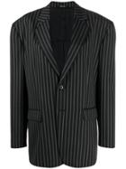 Maison Margiela Pinstriped Oversized Blazer - Black