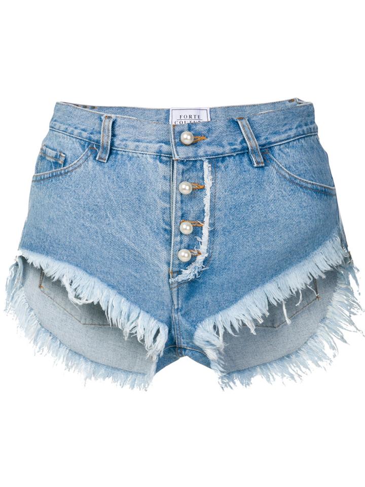 Forte Dei Marmi Couture Frayed Denim Shorts - Blue