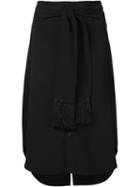 Derek Lam 10 Crosby Fringed Tie Detail Skirt, Women's, Size: 0, Black, Triacetate/polyester