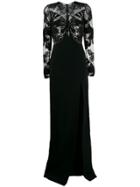 David Koma Sheer Butterfly Gown - Black