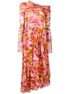 Msgm Floral Print Asymmetric Dress - Pink