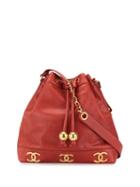 Chanel Pre-owned Cc Drawstring Chain Shoulder Bag - Red