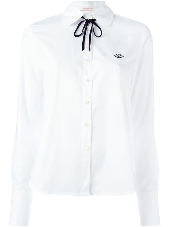 See By Chloé Bow Tie Shirt, Women's, Size: 38, White, Cotton