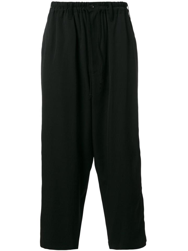 Yohji Yamamoto Wide Leg Cropped Pants - Black