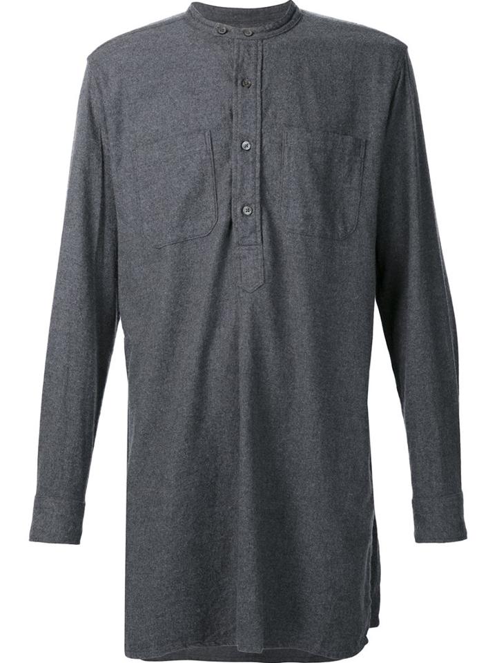 Engineered Garments Long Banded Collar Shirt, Men's, Size: Xl, Grey, Cotton