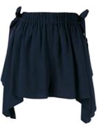 Fendi Scalloped Handkerchief Shorts, Women's, Size: 40, Blue, Silk/cotton/viscose